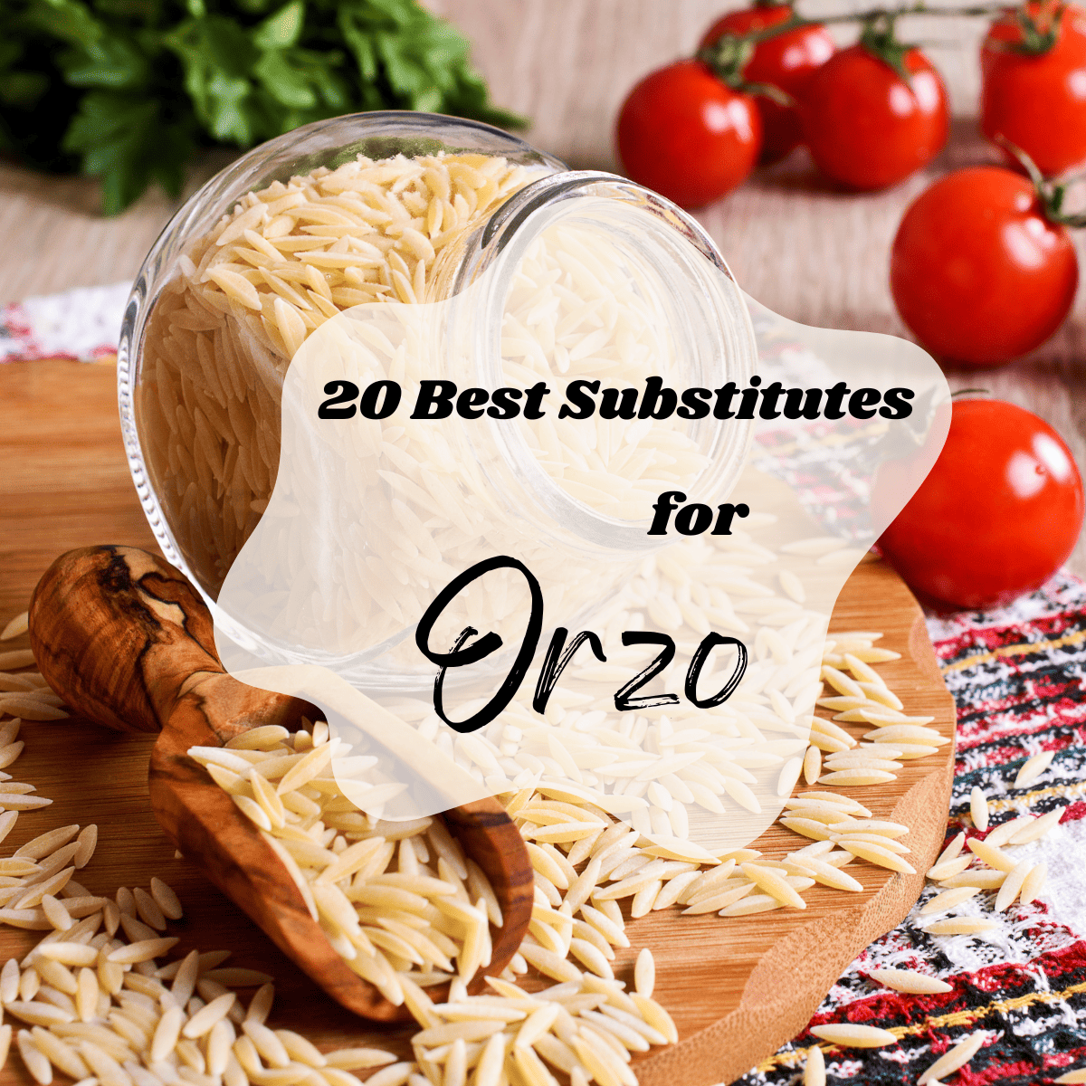 Image of orzo with text overlay that says '20 best substitutes for orzo'.