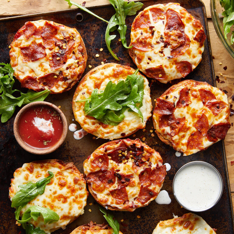Air Fryer English Muffins Pizzas (10 minutes) Bites with Bri