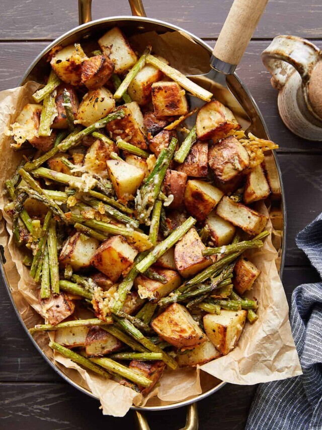 Roasted Potatoes and Asparagus with Parmesan