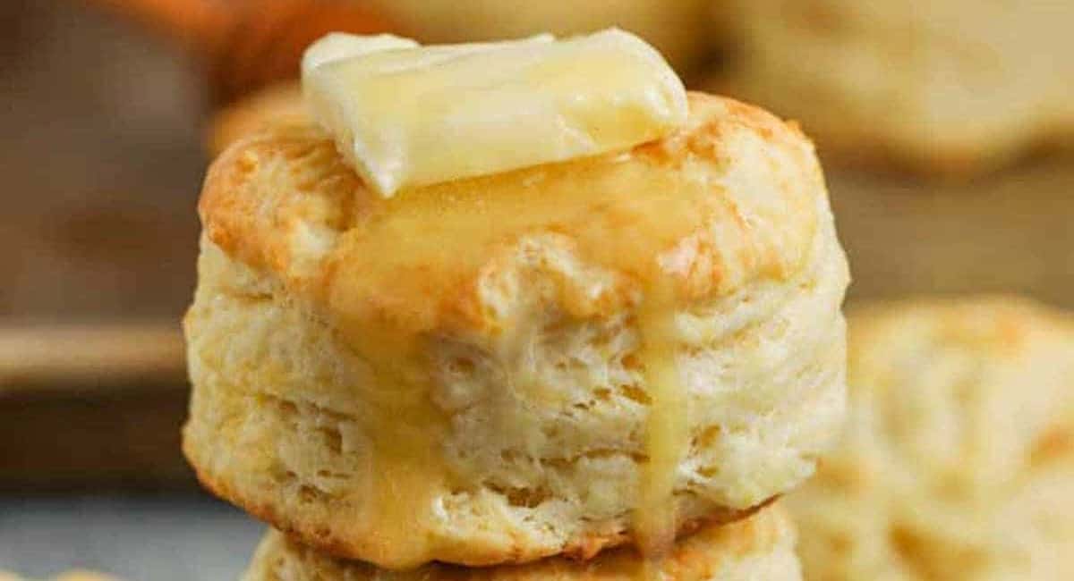 Up close image of buttermilk biscuits.