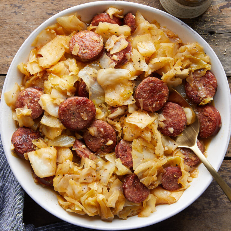 Smoked Sausage and Fried Cabbage - Bites with Bri