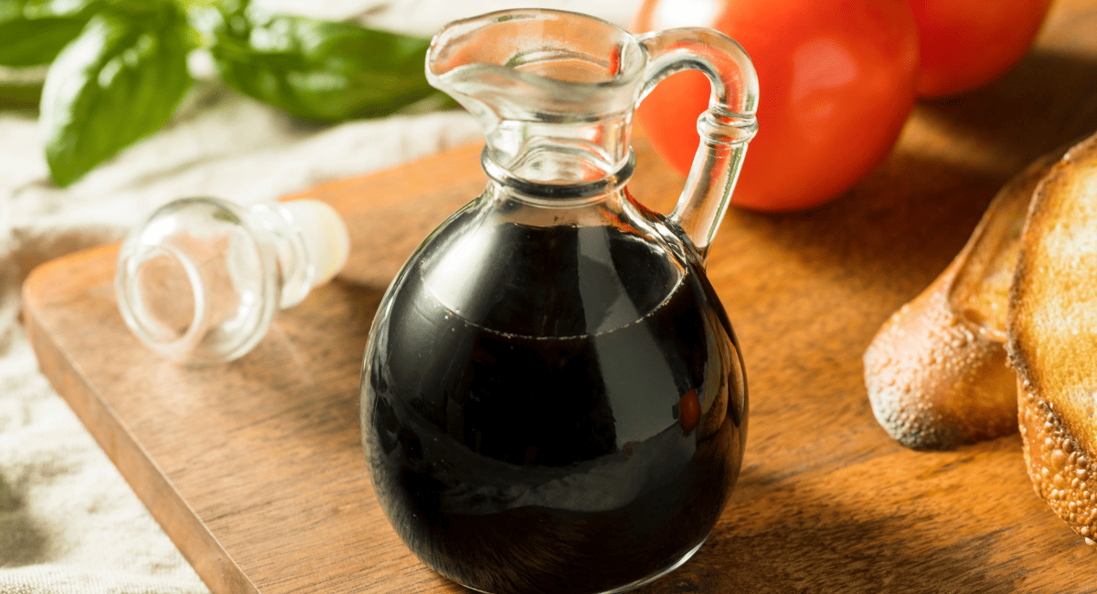 Up close image of balsamic vinegar.