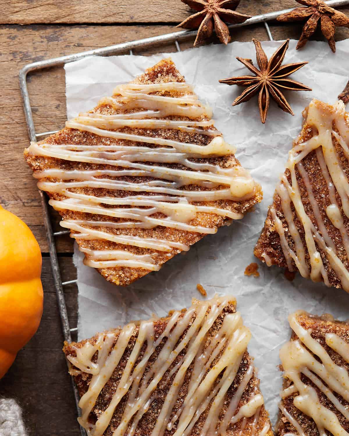 Up close image of pumpkin snickerdoodle bars.