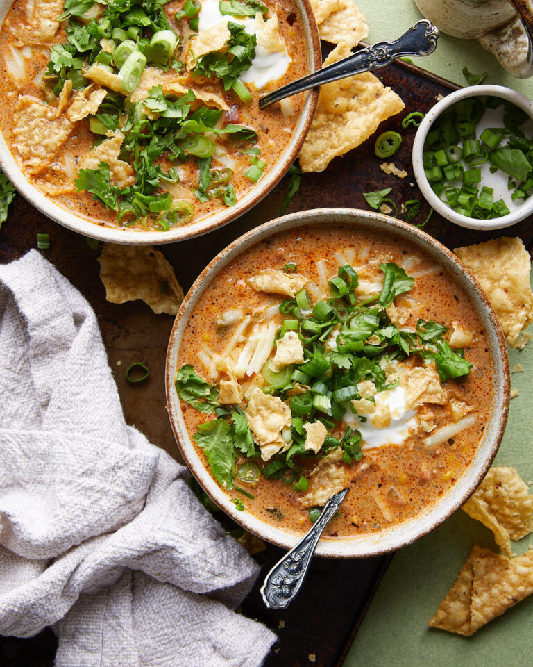 Creamy Beef Enchilada Soup (Stovetop or Slow Cooker) Bites with Bri