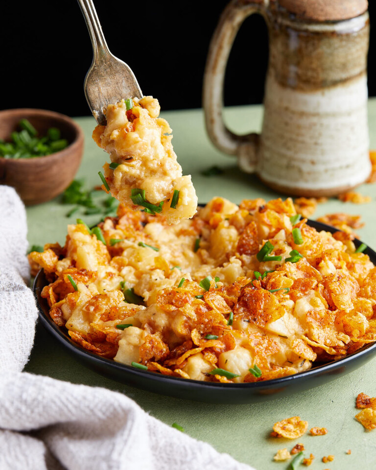 Crockpot Funeral Potatoes (Cheesy Hash Browns, No Soup) Bites with Bri