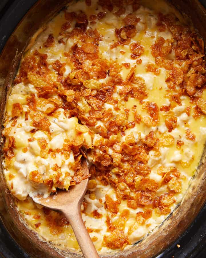 Crockpot Funeral Potatoes (Cheesy Hash Browns, No Soup) Bites with Bri