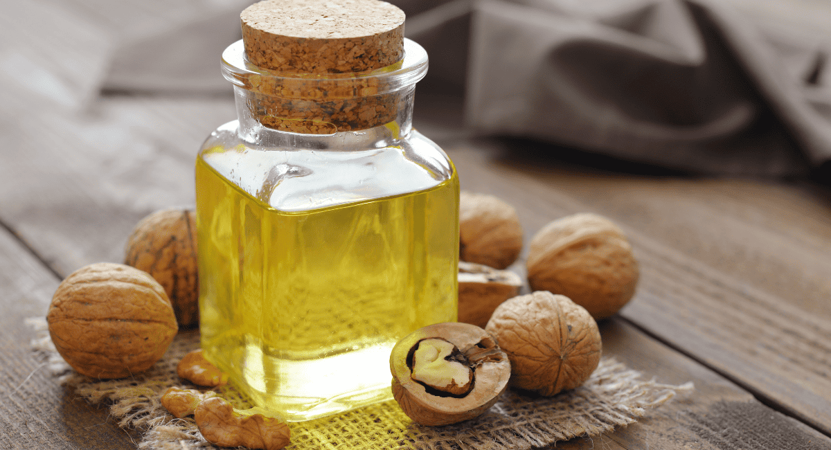 Up close image of walnut oil.