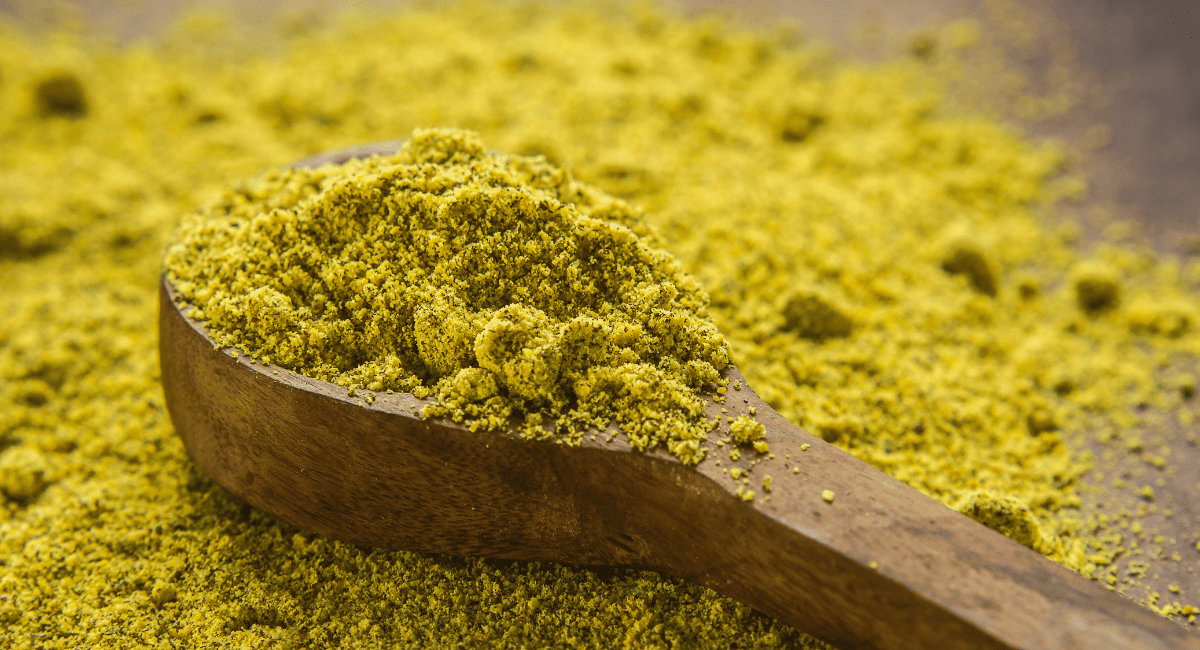 Overhead image of stone ground mustard.