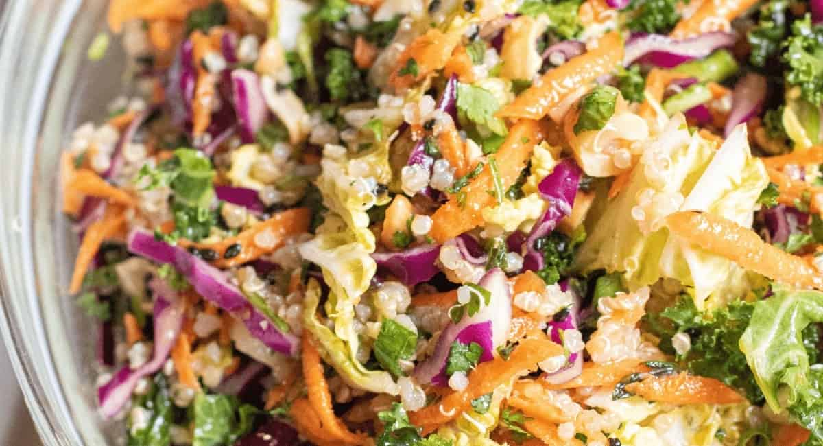 Overhead image of Asian sesame ginger slaw. 