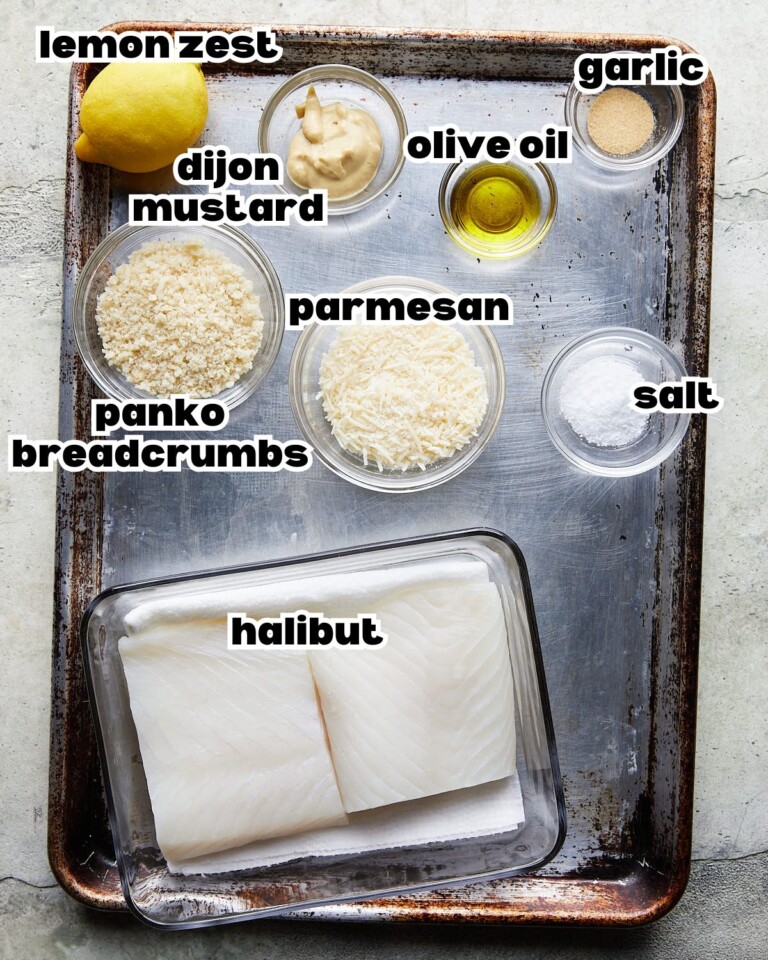 Baked Halibut with Lemon Parmesan Panko Bites with Bri